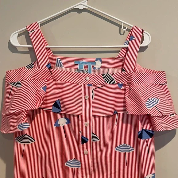 Draper James Summer Umbrella Nellie Cold Shoulder Top Size 4 - Picture 8 of 9